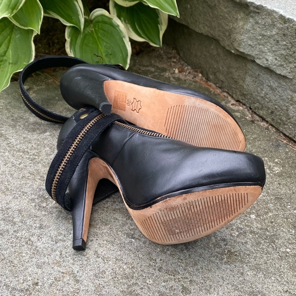 New Black leather heels w/ zippers & ankle straps - Picture 6 of 11